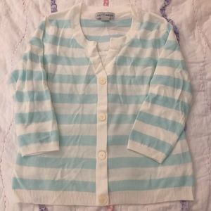 Sag Harbor Blue and White Striped Button Sweater